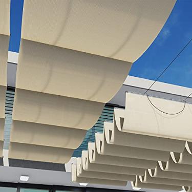 Imagem de Coarbor — Cobertura de persiana retrátil para substituição de pérgola de 9,5 cm x 30,5 cm L Bege Slide Wire Toldo Extensível Sombra Toldo para Pátio Deck Varanda Gazebo
