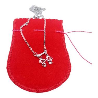 Imagem de Colar CHOKER AÇO INOX Mãe 2 Filhos CASAL VAZADO FEMININO