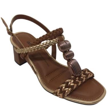 Imagem de Sandália Dakota Feminina Sintética com Tira Trançada 5cm, Rose, Carame