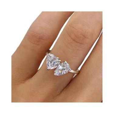 Imagem de Anel De Noivado E Casamento Feminino Em Prata Esterlina 925 Com Zircôn
