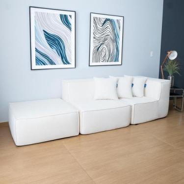 Imagem de Sofá Modular Flow 2 Lugares 1 Braço Com Chaise Inflow Bouclé Bege Linh