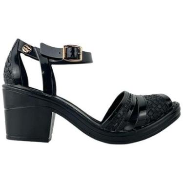 Imagem de Sandalia Feminina Anabela Casual Trama Salto Bloco Quadrado-Feminino