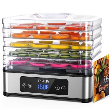 Imagem de Desidratador de Alimentos OSTBA, 5 Bandejas de Aço Inoxidável, Temporizador de 48 Horas...
