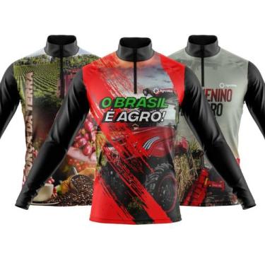 Imagem de Combo Kit 3 Camisas Masculinas Agro Manga Longa Zíper Proteção Uv Slim