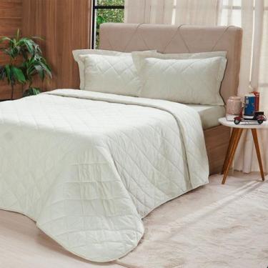 Imagem de Kit Colcha Casal 200 Fios Lisa 100% Algodão 220x240cm Verde Broto - Te