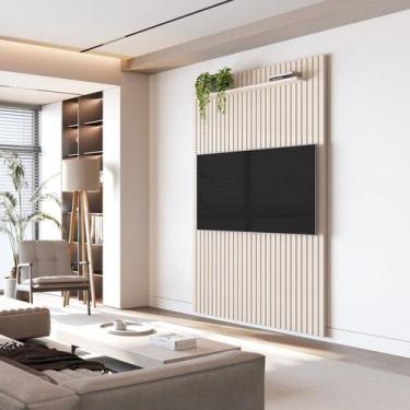Imagem de Painel Ripado para TV até 55 Polegadas 100% MDF 138,6cmx240cm Arbo - E