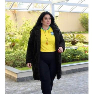 Imagem de Casaco Sobretudo Teddy Plus Size  Estilo Sofisticado para o Inverno - 