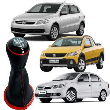 Imagem de Manopla + Coifa Cambio Marcha Gol Saveiro Voyag G5 G6 Vermel - Cromax