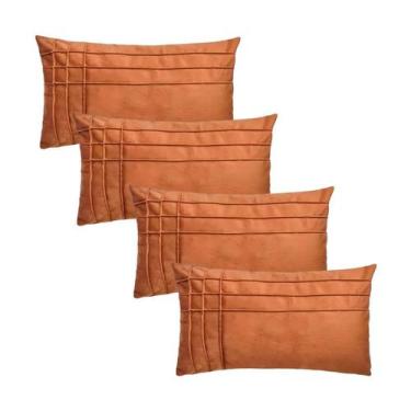 Imagem de Kit 4 Capas para Almofada Drapeada Line T Retangular em Veludo Várias 