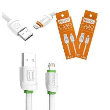 Imagem de Cabo Turbo 2M 3.1A Novos Modelos Iphones - HREBOS, Branco