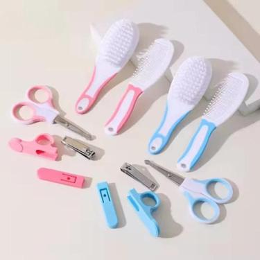 Imagem de Kit Higiene Bebê 6 Peças Recém Nascido Escova Pente Tesoura Cortador U