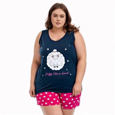 Imagem de Pijama Feminino Plus Size Regata e Short Baby doll Verão - PIJAMAS VIÇ
