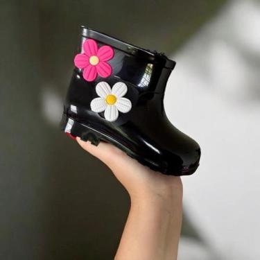 Imagem de Galocha infantil Feminina Botinha De Chuva Com Flores linda Leve e Con