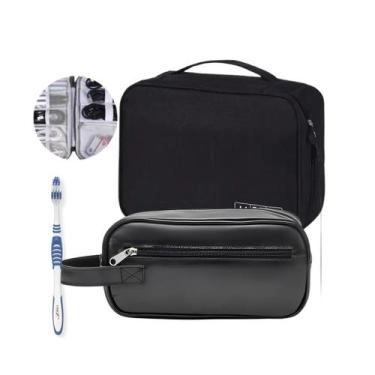 Imagem de Kit Case Preta Organizadora fios C/Necessaire Premium Preto - Mormino