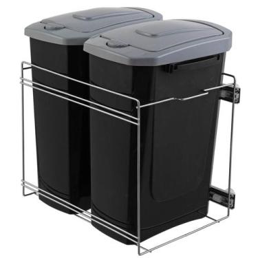 Imagem de Lixeira Dupla de Cozinha 15L Masutti Copat com Corrediça e Acabamento 