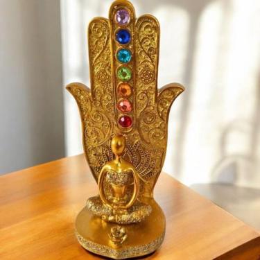 Imagem de Porta Incenso Energia Meditação Mão 7 Chakras Decoração Buda - Malaysi