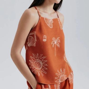 Imagem de Blusa feminina regata hering viscose halter neck -, Terracota, P