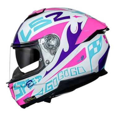 Imagem de Capacete Ls2 Óculos Solar Stream ii Ff808 Race 2 Branco Roxo Rosa, 58
