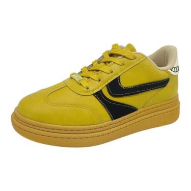 Imagem de Tênis Feminino Casual Flatform Estilo Moderno Moleca, Mostarda, Preto,