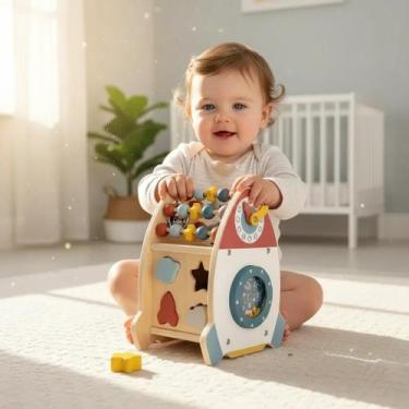Imagem de Foguete de Atividades Brinquedo Educativo em Madeira para Estimular De
