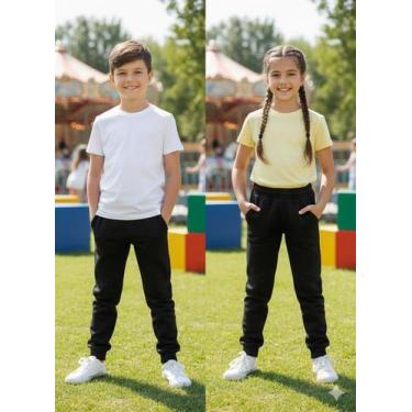 Imagem de Calça de Moleton Peluciada Infantil Unissex Inverno - propria, Preto, 