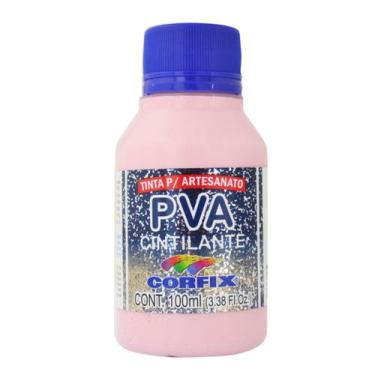 Imagem de Tinta Pva Cintilante 100ml Corfix p/ Mdf Gesso 474 Rosa Bebe