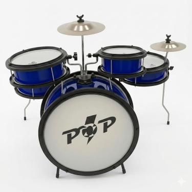 Imagem de Bateria Infantil Luen  Pop  05 Peças - Completa  - Azul