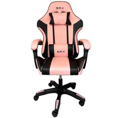 Imagem de Cadeira Gamer Impact Pink BRX, Rotação, Pés de 5 Pontas, Articulado, P