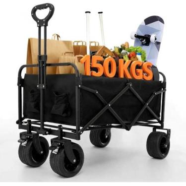 Imagem de Carrinho Dobrável Multiuso 150kg com Rodas Grossas Portátil para Praia