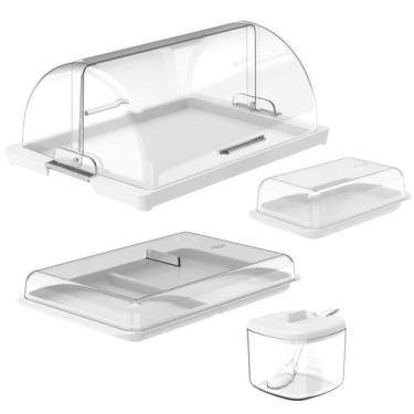 Imagem de Kit Cozinha Porta Pão Frios Açucareiro Manteigueiro Completo Bancada P