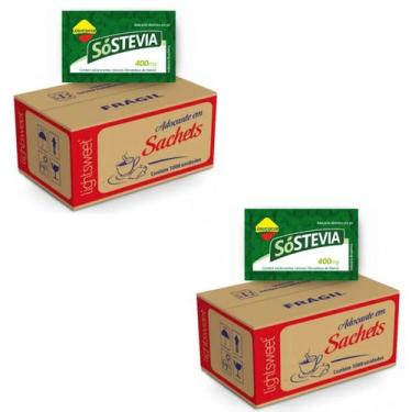 Imagem de Kit com 2 unidades - Adoçante Lowçucar Sóstevia Caixa com 1000 x 0,4G
