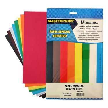 Imagem de Papel Criativo Especial A4 75g 45 Folhas 8 Cores Masterprint Multicolo