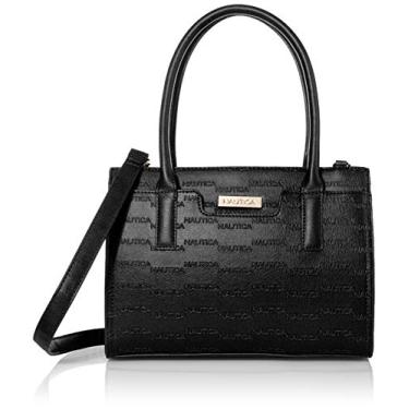Imagem de Nautica Bolsa feminina Sandy Jr. com alça transversal removível, Preta (logotipo em relevo), One Size