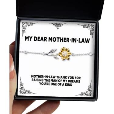 Imagem de SpreadPassion Bracelete Mother in-Law Thank You for Raising The Man of My Dreams You're One of A Girassol, sogra, presentes épicos para sogra