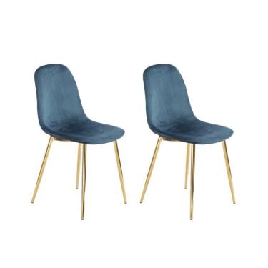 Imagem de Conjunto com 2 Cadeiras Sindy Azul Pernas Cromadas