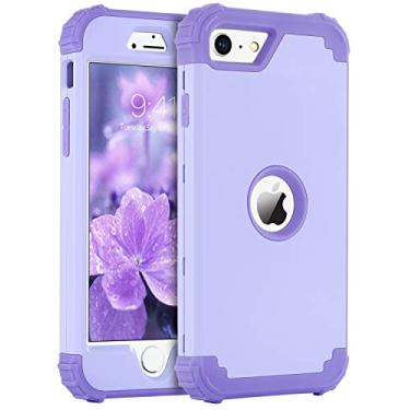 Imagem de BENTOBEN Capa para iPhone SE 2022 e capa para iPhone SE 2020, capa de borracha macia de policarbonato rígido resistente 3 em 1 resistente à prova de choque para iPhone SE 3ª/2ª geração, roxo claro