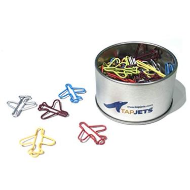 Imagem de Clipes de papel de avião – 50 peças por caixa em uma lata – Várias cores – Ótimo presente para pilotos, comissários de avião, agentes de viagem