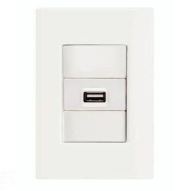 Imagem de Conjunto 4x2 com 1 Tomada USB 1,5 A Bivolt Tramontina Giz Branco Tramontina