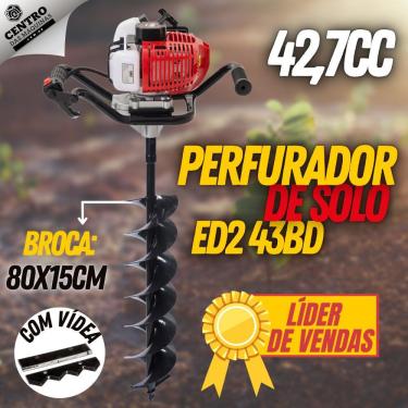 Imagem de Perfurador de Solo Profissional Kawashima ED243BD á Gasolina 43cc 2 Tempos Robusto e Resistente Com Empunhadura Ergonômica e Broca 150x800mm