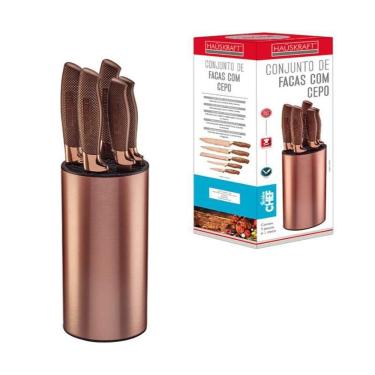 Imagem de Conjunto De Facas Com Cepo Gc Gold 6 Peças