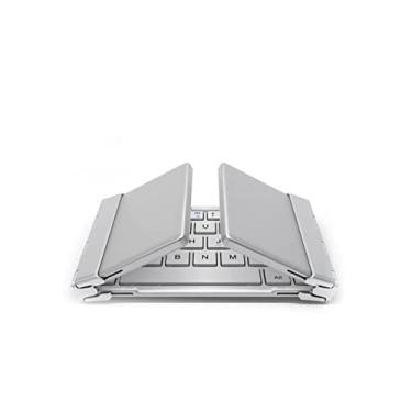 Imagem de Teclado Dobrável com Bluetooth Luxo, Estojo de Alumínio, Portátil, Dobrável, Sem fio, mini tablet, teclado para ios/android/windows, IBMKIDS (Prata)