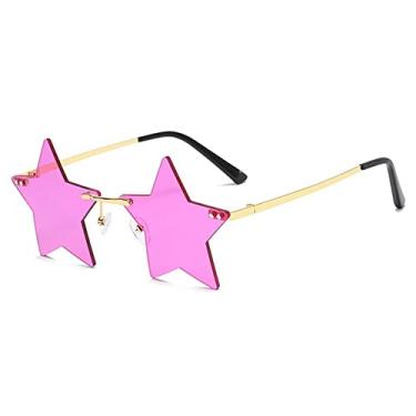 Imagem de Óculos engraçados decoração de natal pentagrama óculos de festa óculos de sol sem aro na moda forma de estrela óculos de sol sem aro, roxo, outros