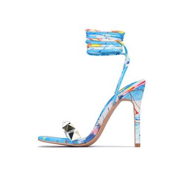 Imagem de Cape Robbin Aigo salto alto sexy stiletto para mulheres, salto quadrado aberto, Estampado, 8.5