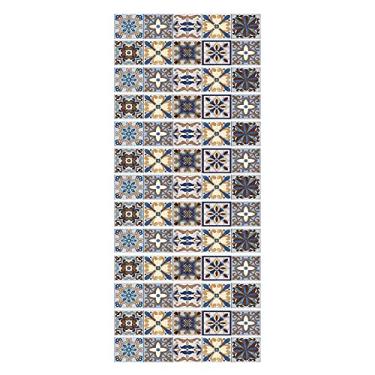 Imagem de Yosoo Adesivo para azulejos, 13 peças adesivos para azulejos à prova de água adesivos de parede PVC espessos decoração de escadas para casa