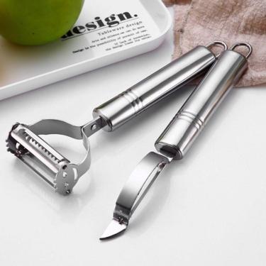 Imagem de Kit Descascador + Ralador Inox De Alimentos Frutas Legume
