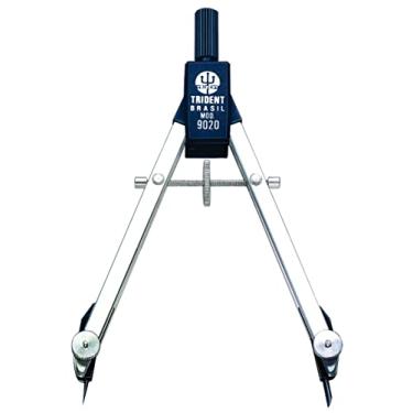Imagem de Compasso Técnico Balaustre Simples, Trident, 9020, Cromo Fosco, Traça Circunferências de Até 14 cm