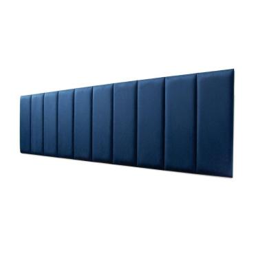 Imagem de Placas Cabeceira Modulada Adesiva King Estofada 200cm x 60cm Kit 10 Placas - Suede Azul