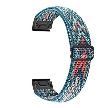 Imagem de Pulseiras elásticas de nylon ajustáveis compatíveis com Garmin Fenix 5/Fenix 5plus/Fenix 6/Fenix 6pro/Forerunner 935, 22 mm de largura respirável pulseira de substituição para Forerunner 945/Approach s60 (flecha verde)