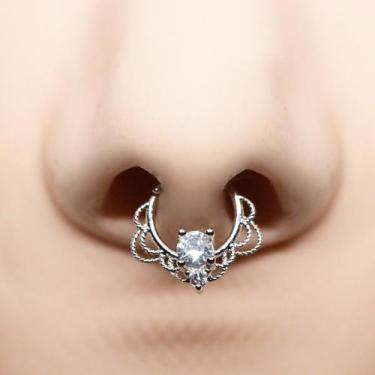 Imagem de Piercing Argola Rendada Folheada A Ouro Branco - Eu Curto Acessórios