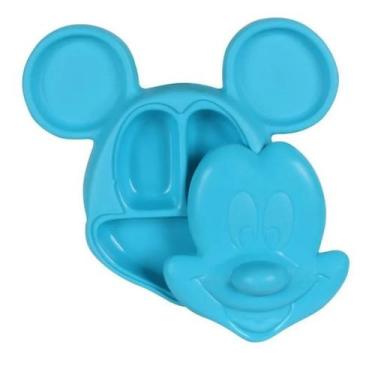 Imagem de Prato 3D Disney Infantil E 3 Divisorias Tampa Mickey Minnie - Dermiwil